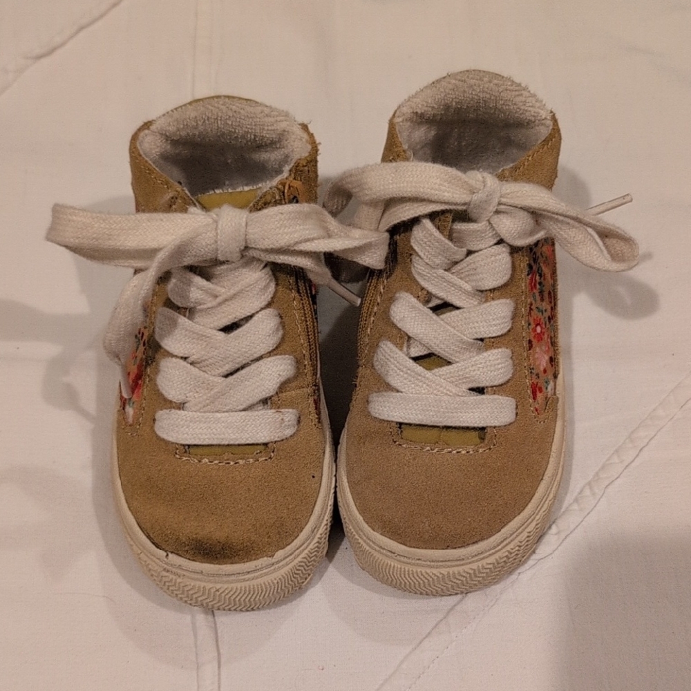 Tan Kids Shoes with White Laces